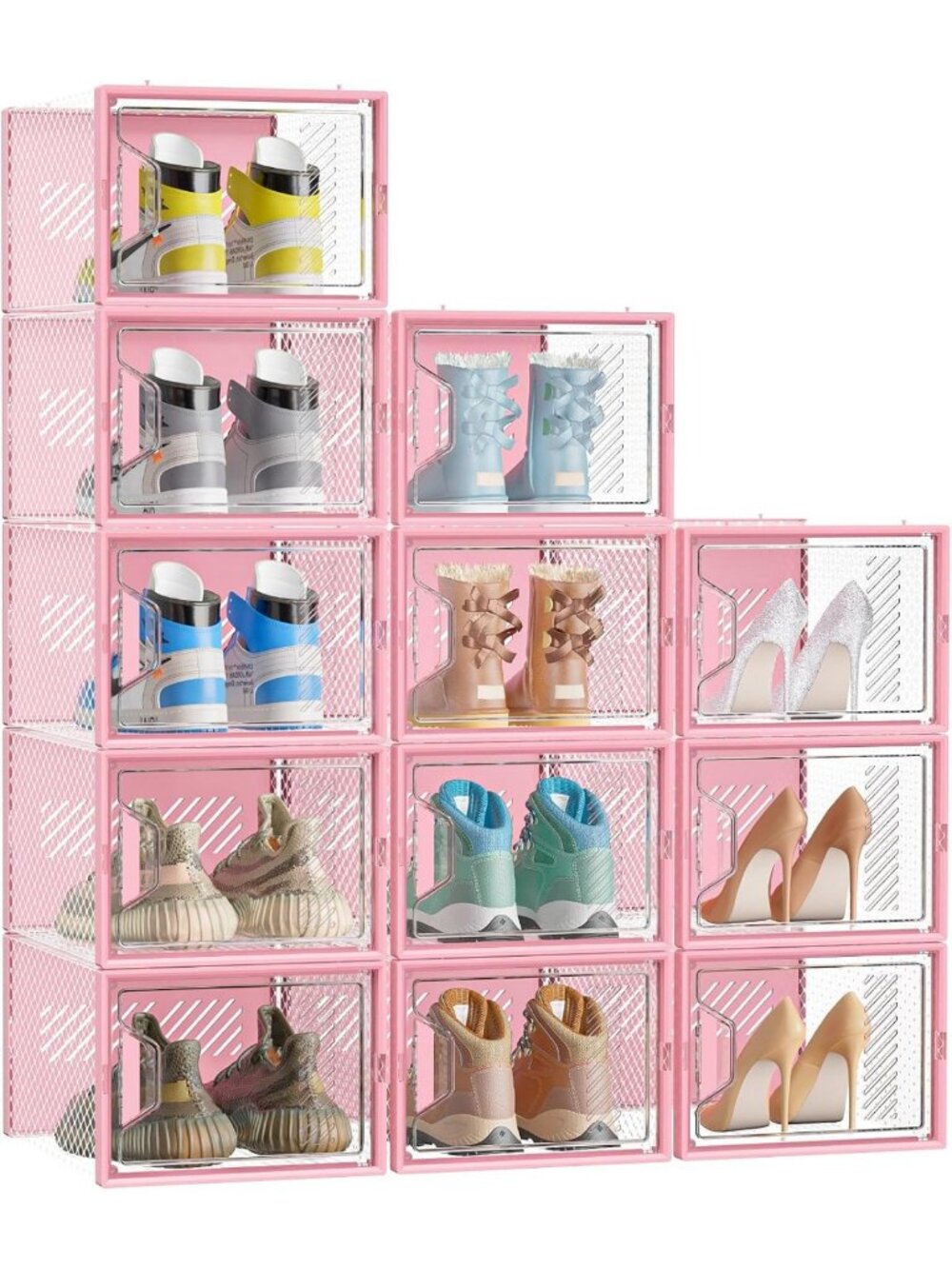 XL Clear Stackable Shoe Storage Boxes - Closet Organizer for Sneakers & Heels